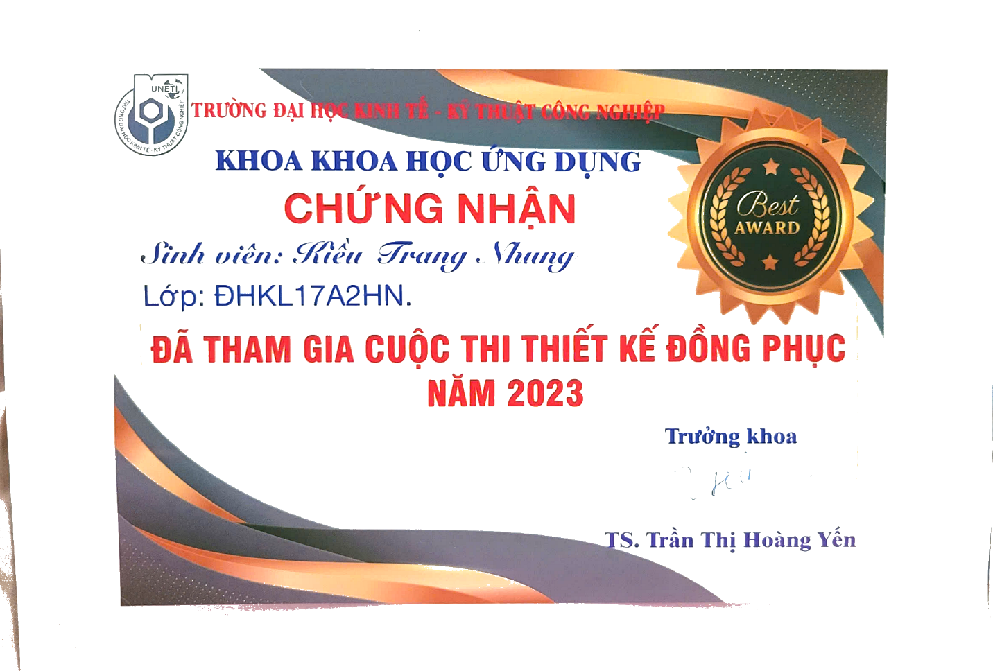A certificate with a gold medal and red and blue text AI-generated content may be incorrect.