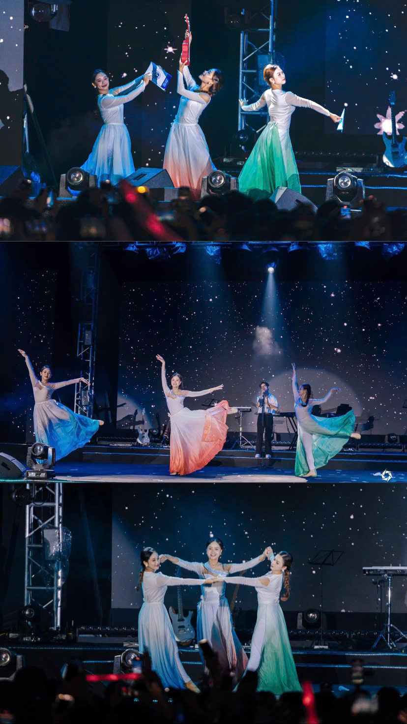 A group of people on a stage AI-generated content may be incorrect.