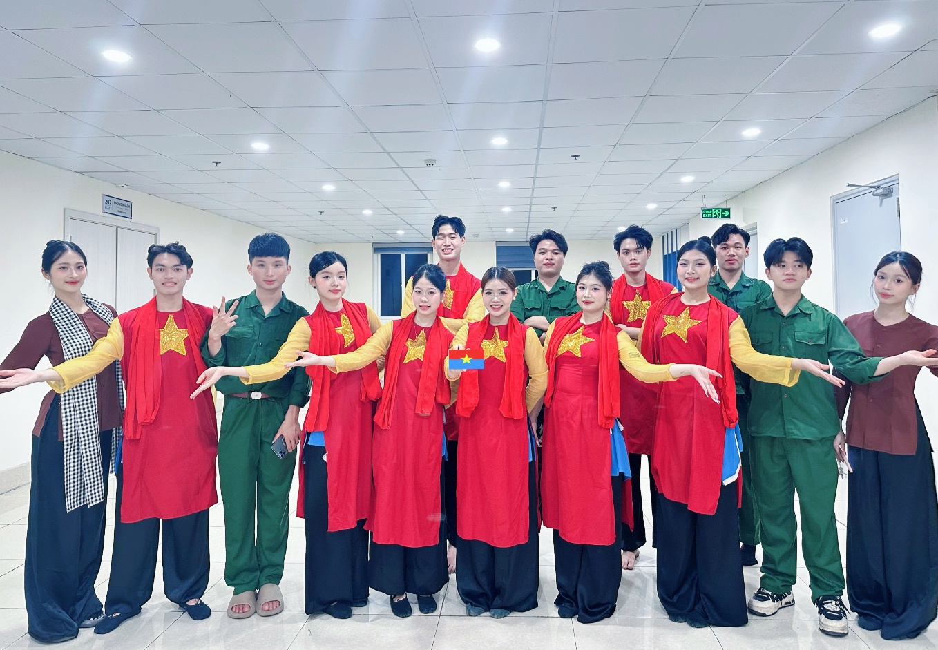 A group of people posing for a photo AI-generated content may be incorrect.