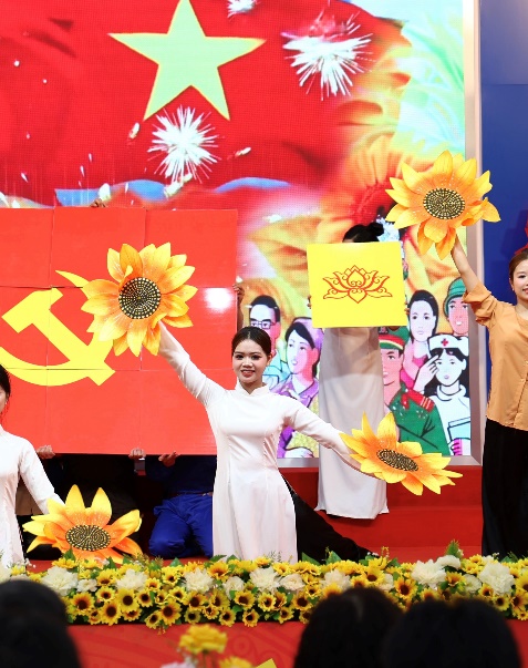 A group of women dancing with flowers AI-generated content may be incorrect.
