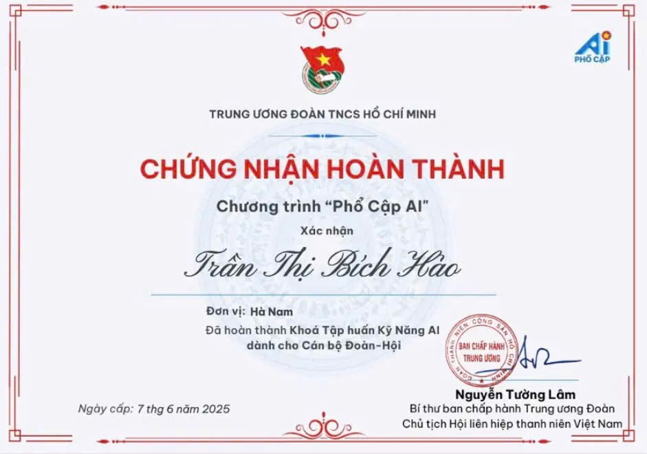 A certificate with red and blue text

Description automatically generated