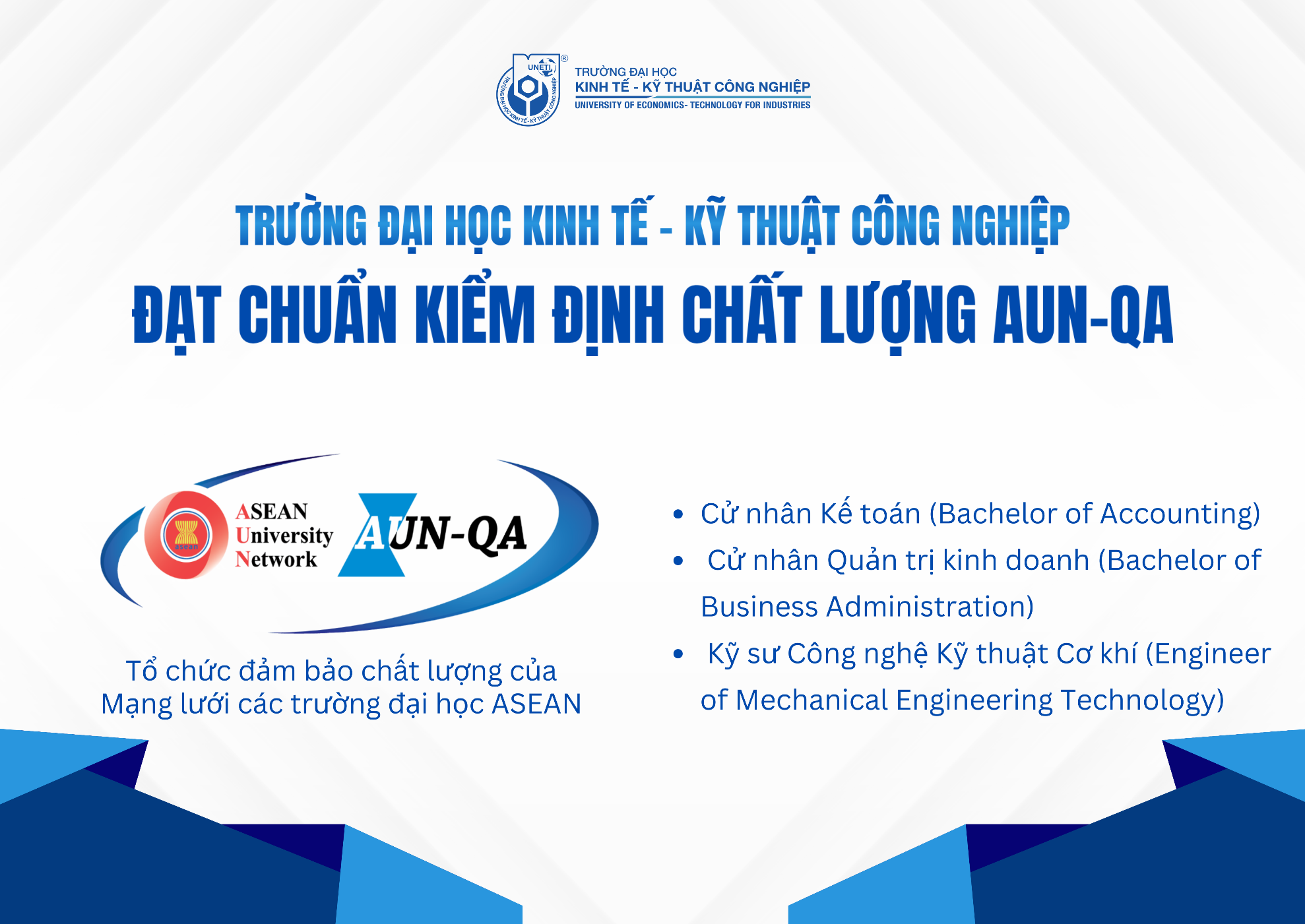 A white and blue sign with blue text Description automatically generated